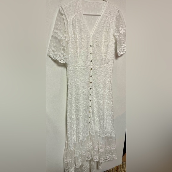 Boho Maxi Dress with Lace Flower Details Throughout NWOT - Picture 7 of 8